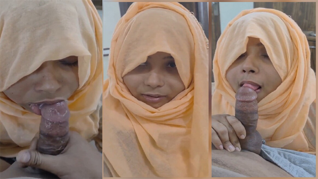Hijabi Wife Giving Blowjob To Lover and Talking cum