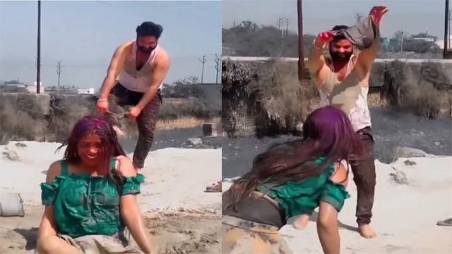 Shocking Holi Video Girl Panties Removed Public